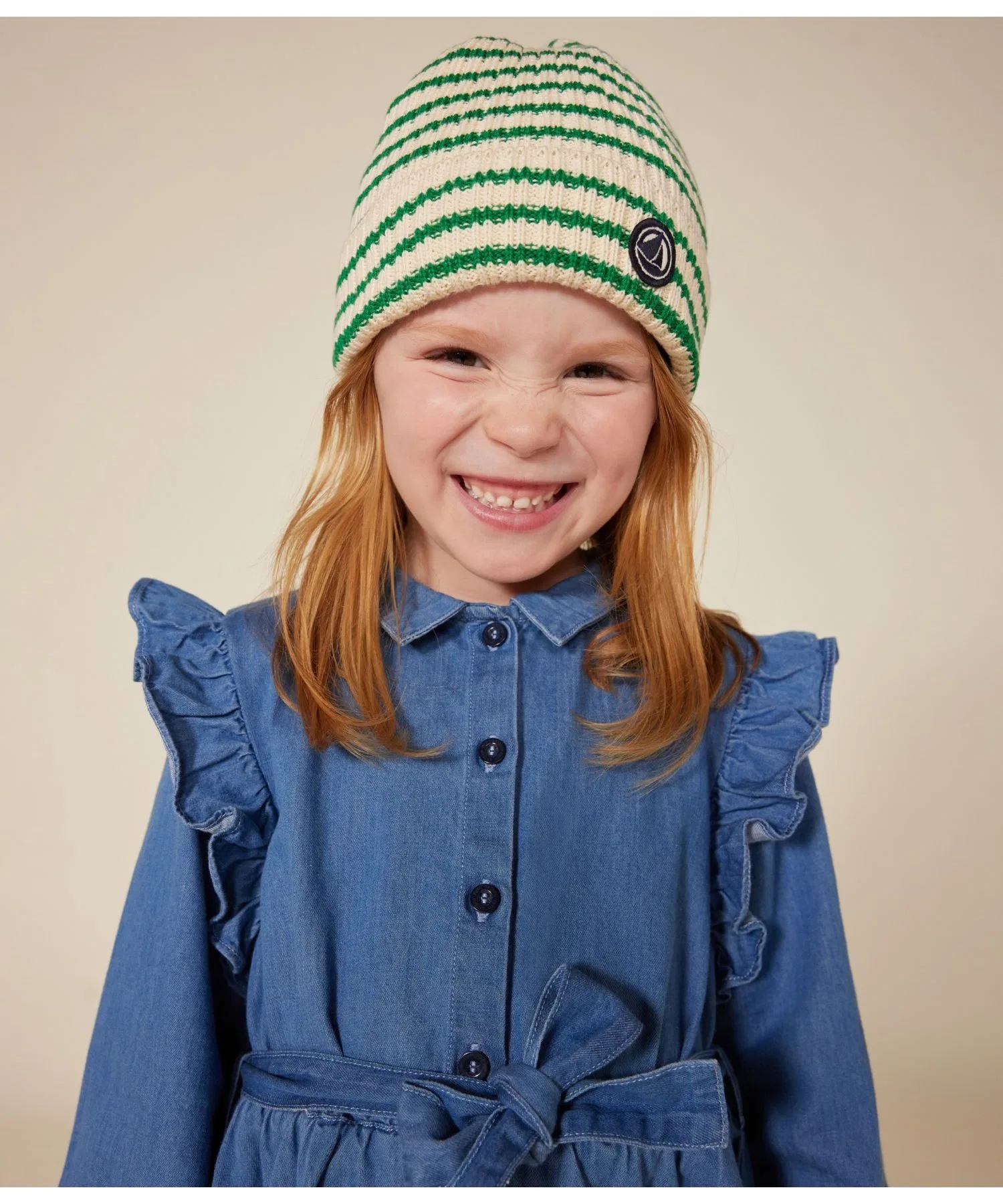 Детское платье PETIT BATEAU с длинным рукавом из денима — фото 3