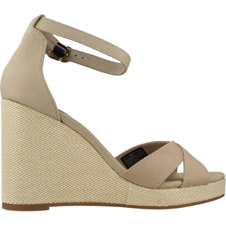 Сандалии Tommy Hilfiger модель Flag High Wedge Espad Cr цвет светло-коричневый — фото 4