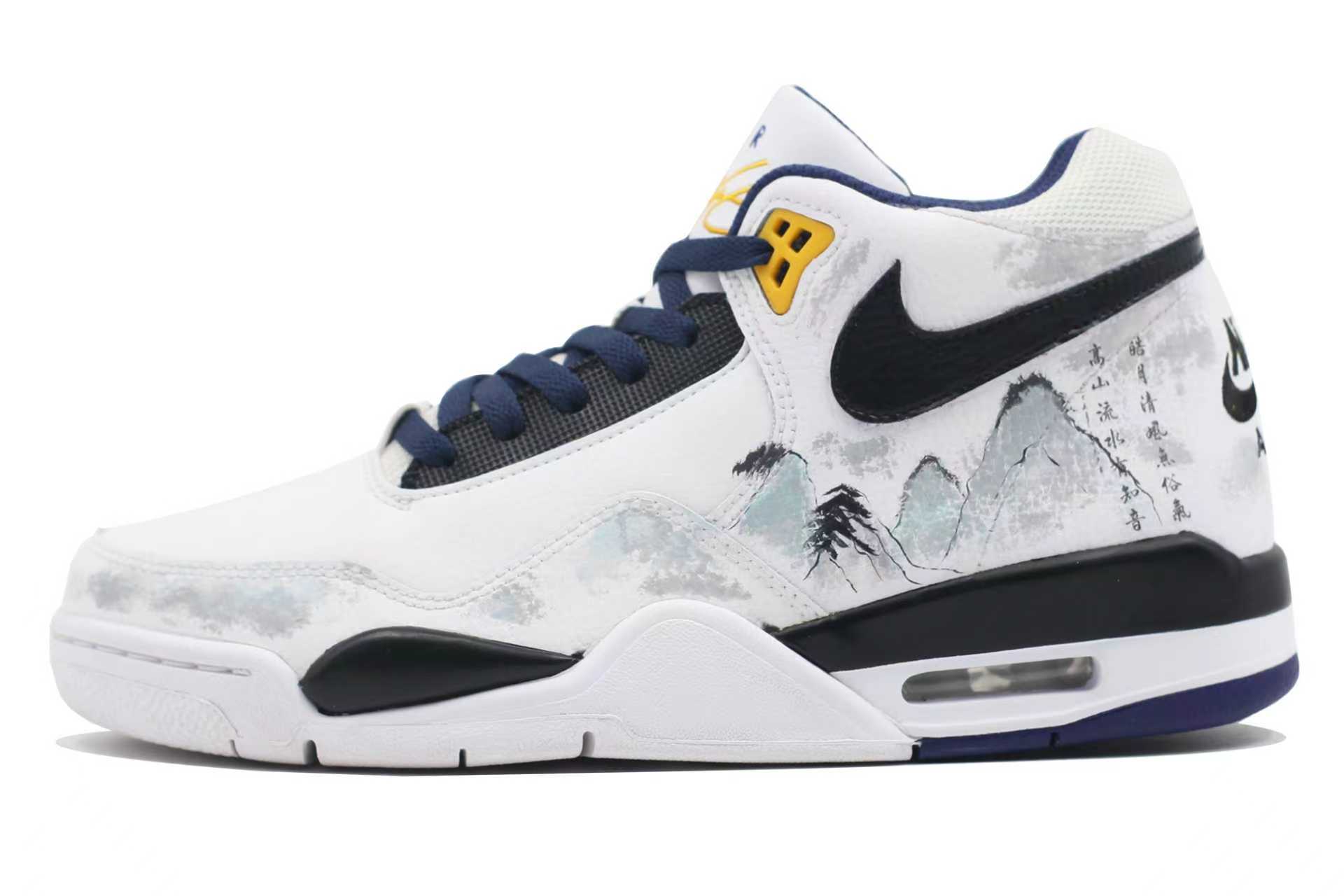 

Nike Мужские винтажные баскетбольные кроссовки Flight Legacy с амортизацией и износостойкостью, белый с серым рисунком