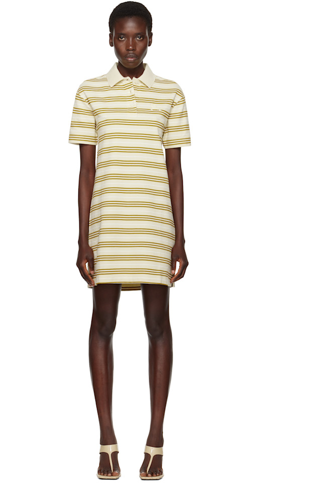 

Полосатое хлопковое мини-платье поло Burberry, цвет alabaster
