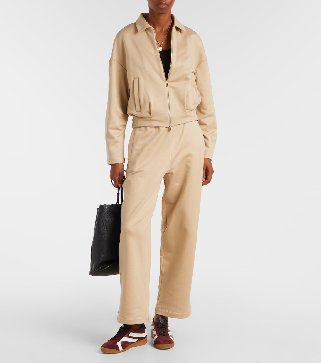 Широкие брюки из шелка и хлопка Filovia Max Mara, Pomice — фото 2