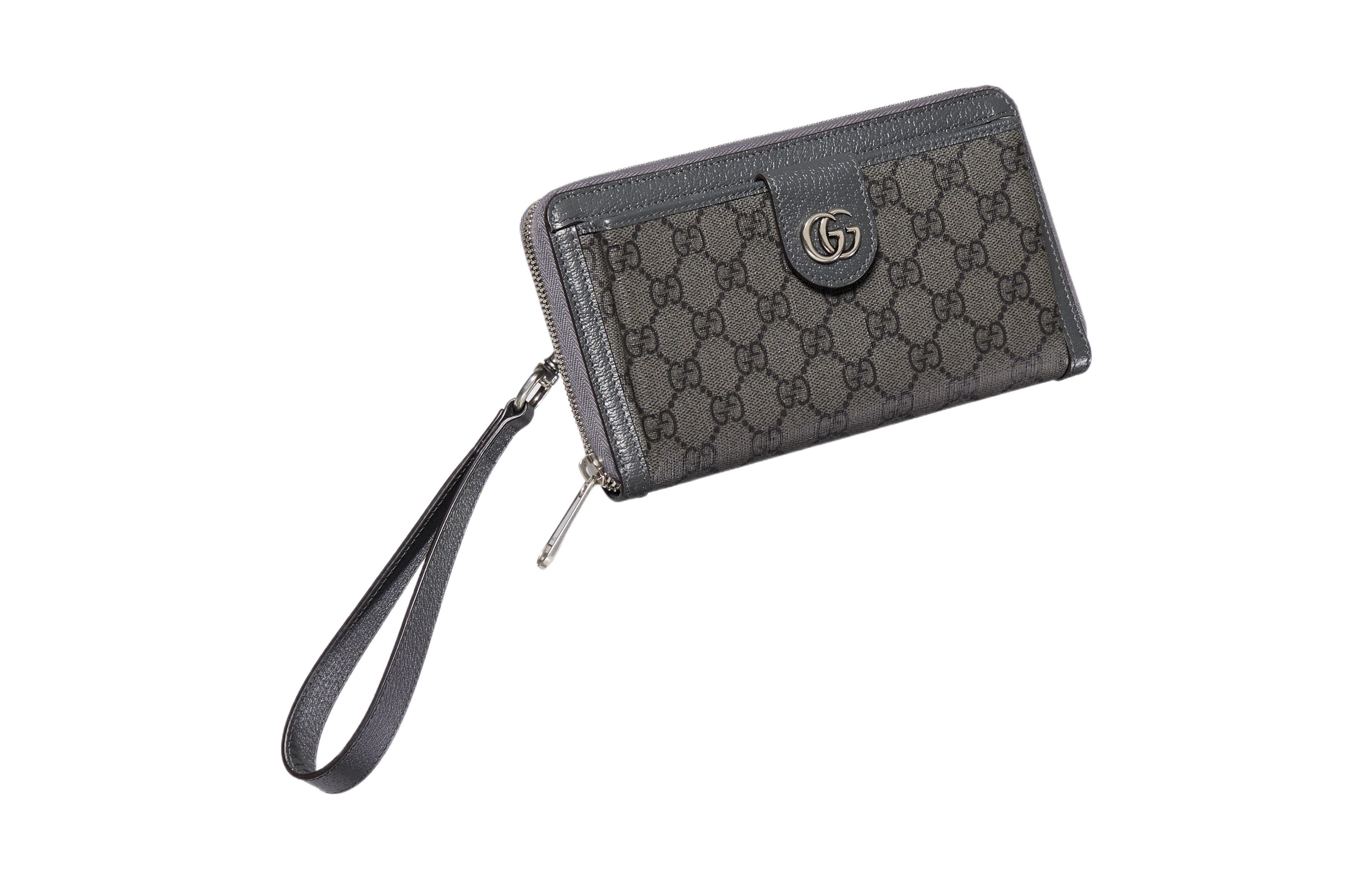 GUCCI Кожаный кошелек Ophidia Canvas With Leather Binding мужской Gray & Black — фото 2