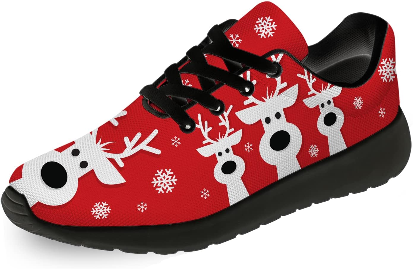 

Рождественские кроссовки Horethy для женщин и мужчин, удобные легкие кеды для бега и ходьбы, теннисные кроссовки, кроссовки Санты, подарок для мальчика и девочки, белый/красный
