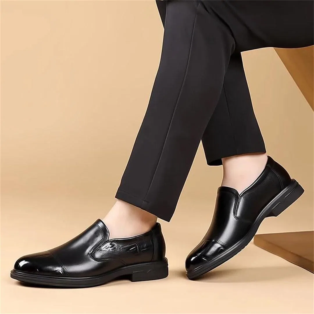 Туфли кожаные Handmade Leather Flats Casual Driving Slip-On Dress Shoes, черный — фото 3