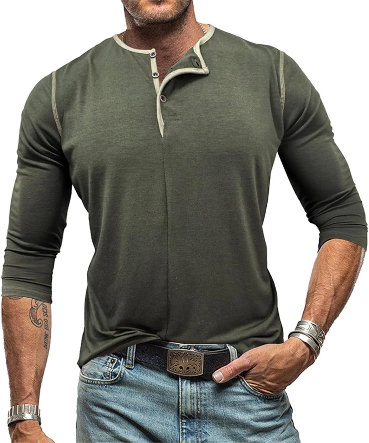 

Мужская повседневная худи-хенли с длинным рукавом BEIBEINOYA