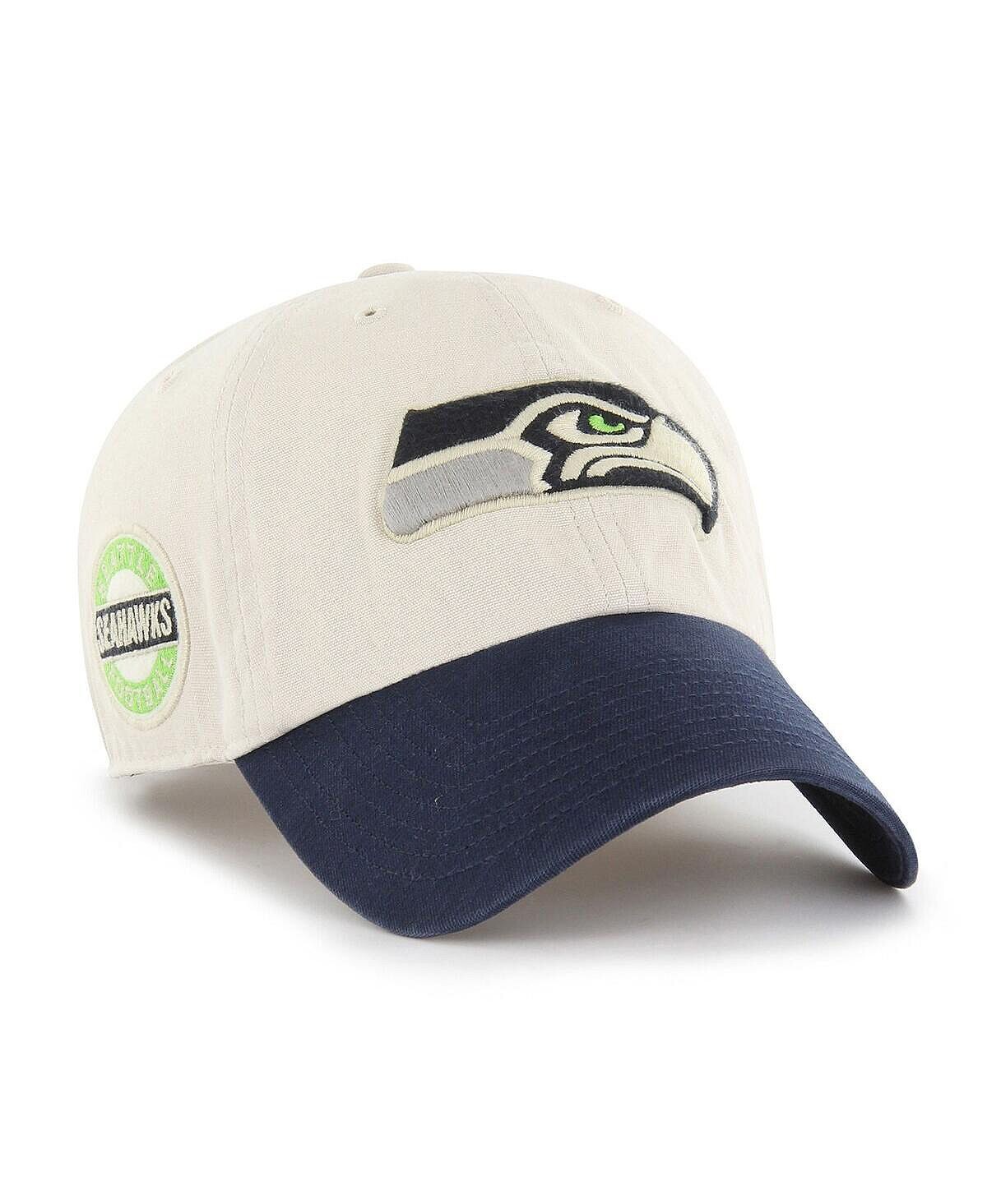 

Мужская кремовая, темно-синяя регулируемая кепка Seattle Seahawks с боковым шагом '47 '47 Brand