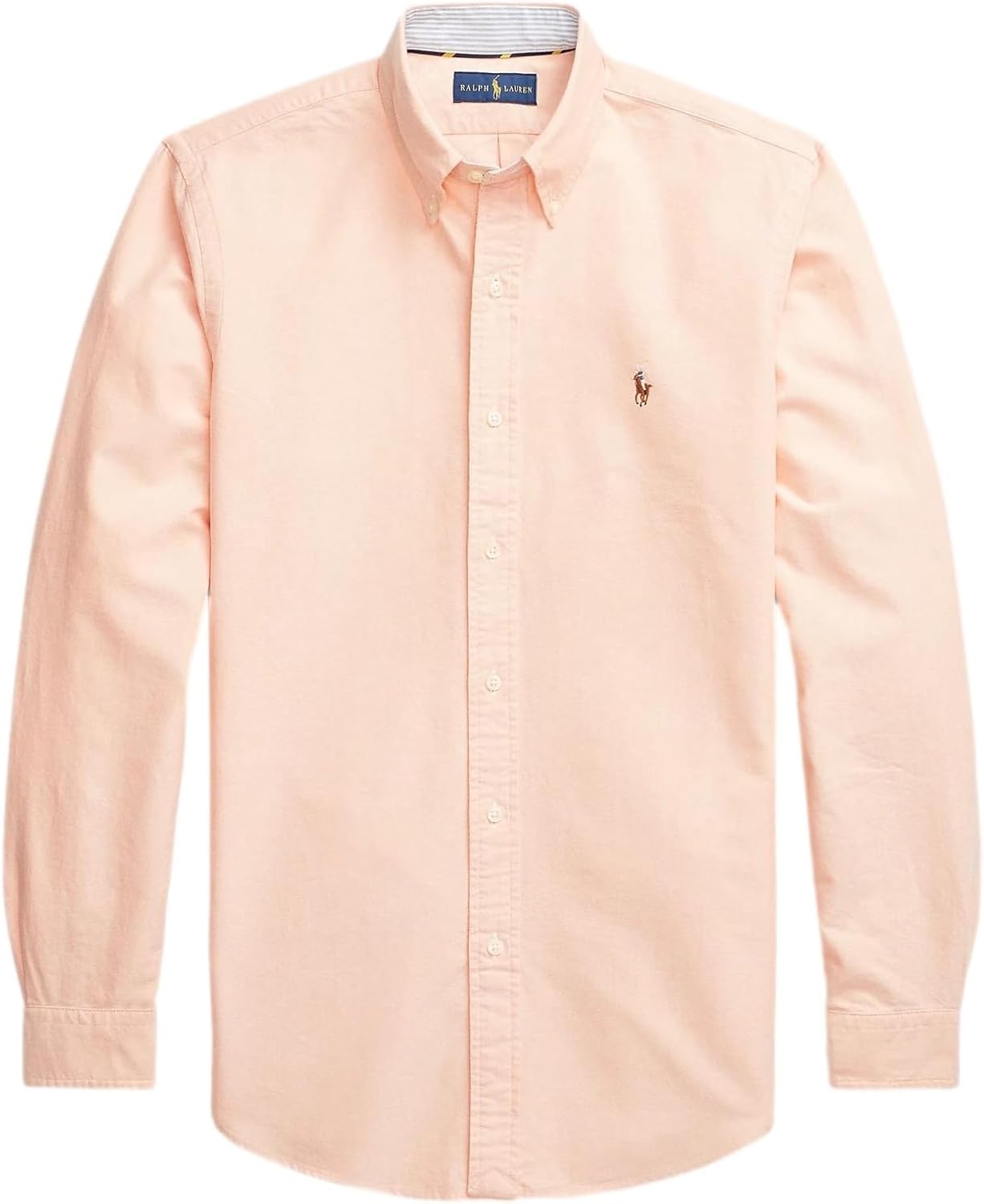 

POLO RALPH LAUREN Мужская классическая клетчатая оксфордская рабочая рубашка с длинным рукавом, Ralph Lauren Orange.