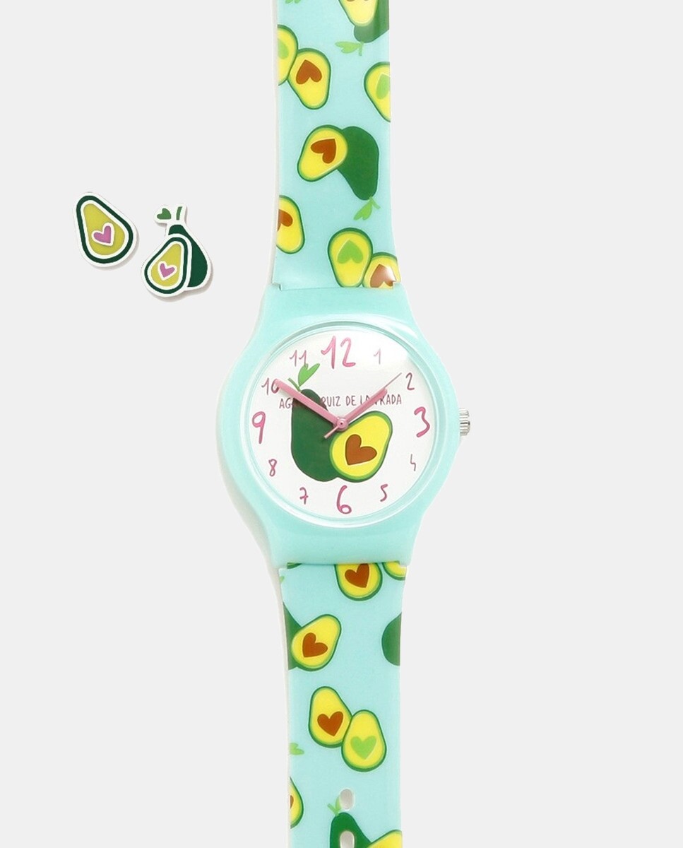 

Комплект из часов и серег Turquoise Flip Avocado Agatha Ruiz de la Prada, бирюзовый