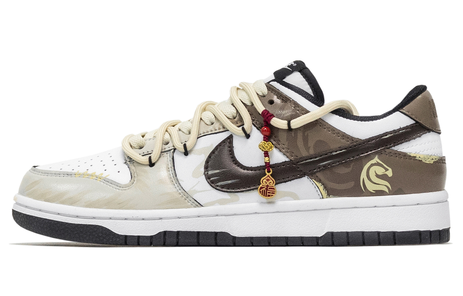 

Nike Скользящие устойчивые к истиранию низкие детские кроссовки для скейтбординга dunk fortune galloping horse бежевый коричневый