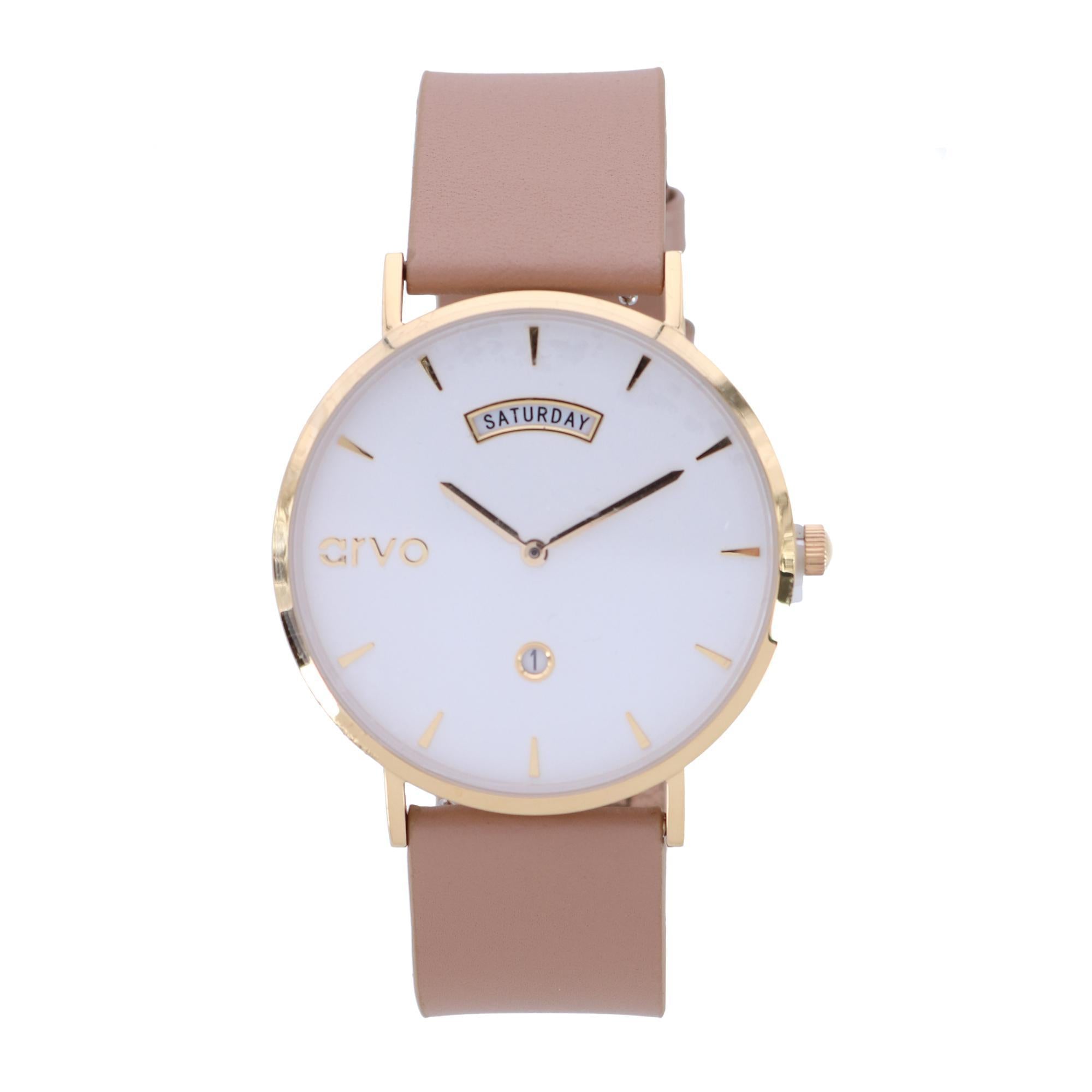 

Золотые часы Awristacrat Arvo, цвет nude leather band