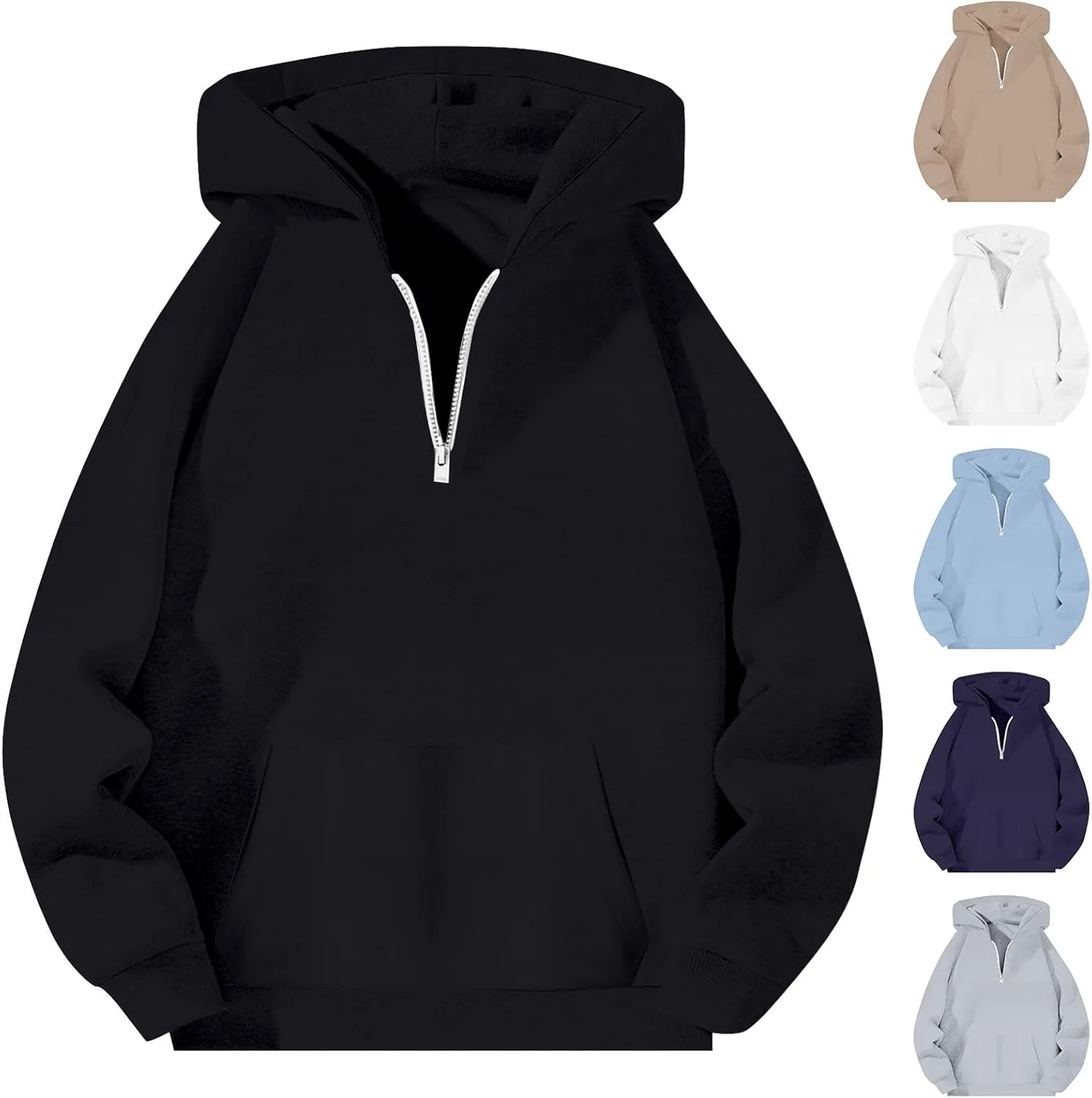 

Толстовка JiXiang с капюшоном и молнией на четверть, оверсайз