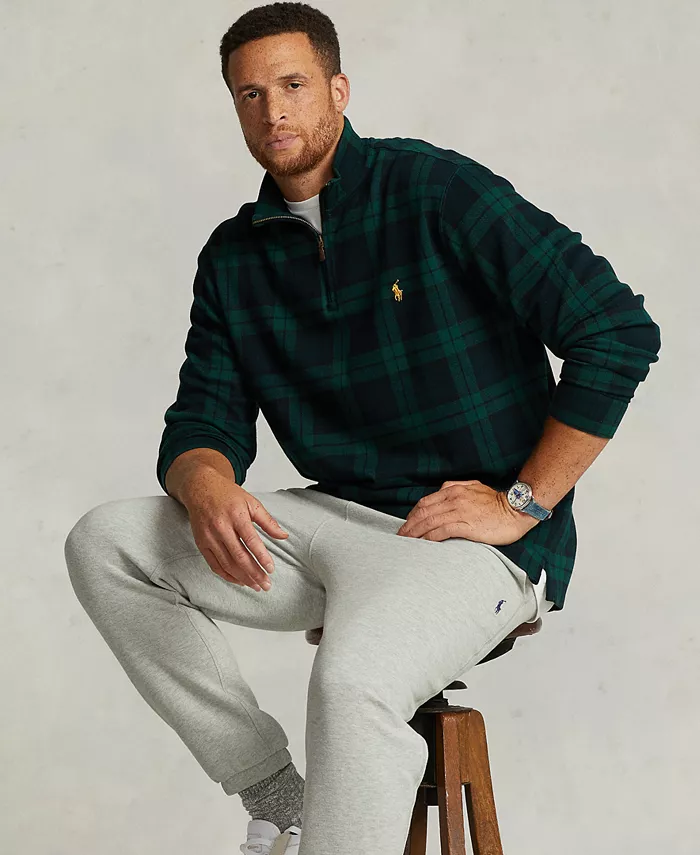 

Мужской свитер-пуловер Estate-Rib с застежкой-молнией на четверть длины для крупных и высоких людей Polo Ralph Lauren, синий