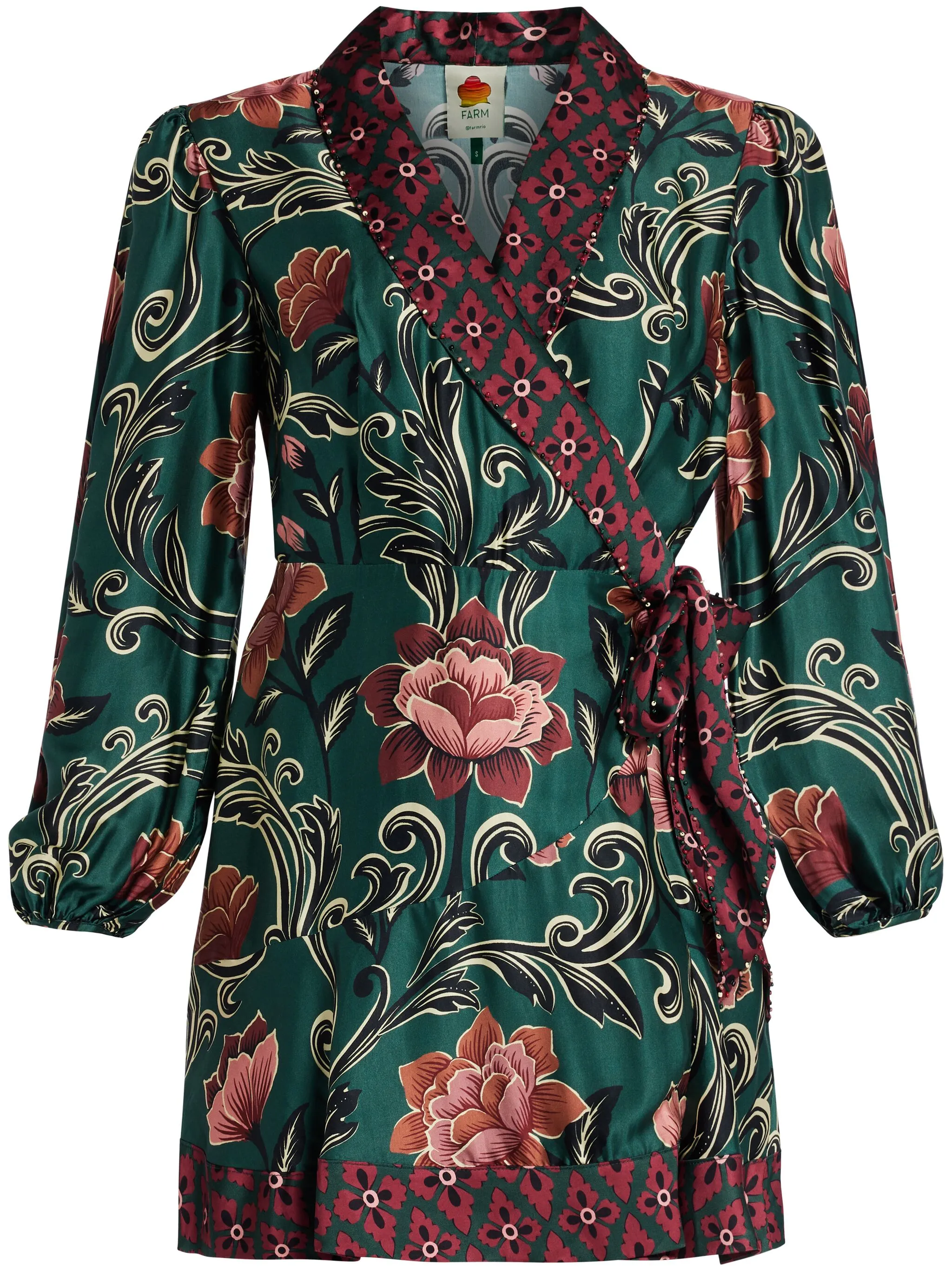 

Платье мини с цветочным принтом Farm Rio, зеленый