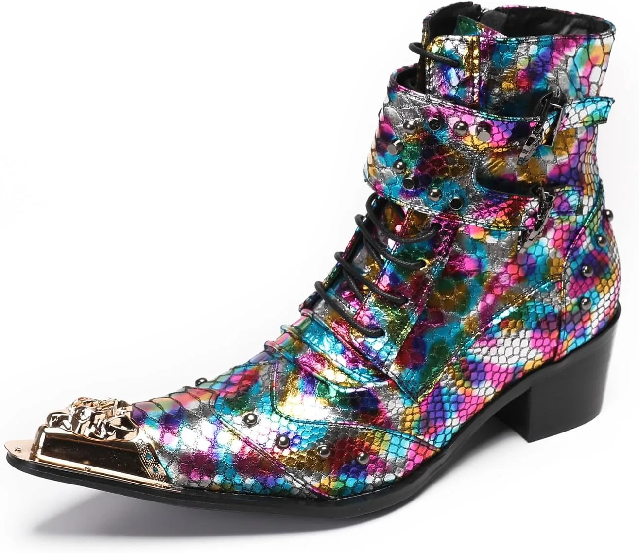 

Мужские ковбойские сапоги Santimon - кожаные оксфорды с металлическим заостренным носком - вечерние, повседневные, для певцов и баров, западные ботинки до щиколотки