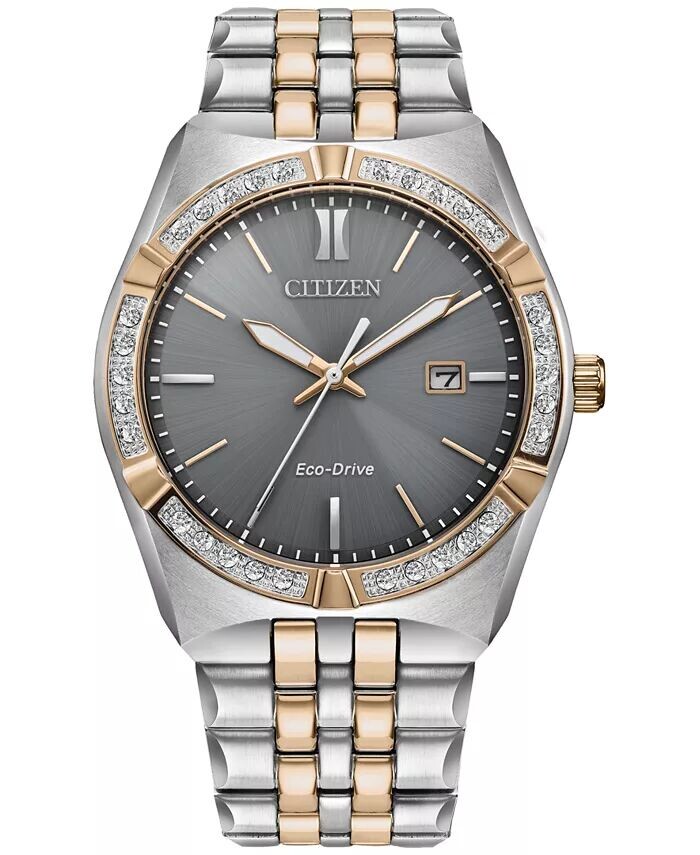 

Eco-Drive Мужские двухцветные часы-браслет из нержавеющей стали Corso Diamond (1/10 карата t.w.), 40 мм Citizen
