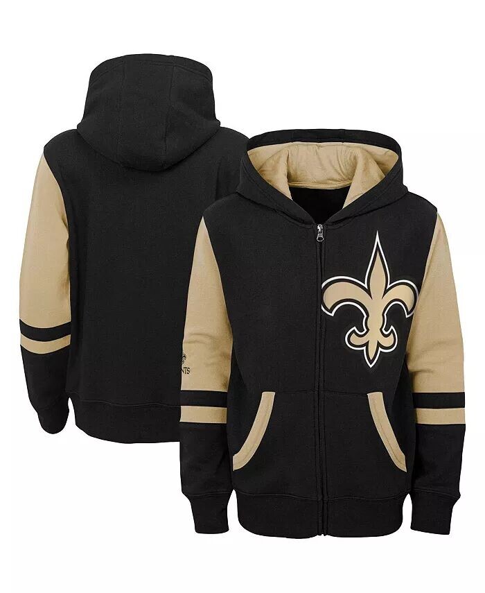 

Черная толстовка с молнией во всю длину с цветными блоками Big Boys New Orleans Saints Outerstuff, черный