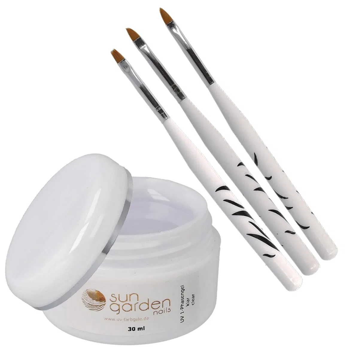 Однофазный прозрачный гель Sun Garden Nails 30 мл с набором кистей для УФ-геля Sun Garden Nails