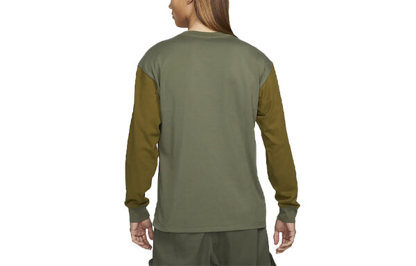 Футболка Men's Nike Round Neck Pullover Colorblock Long Sleeves Green T-Shirt, зеленый — фото 2