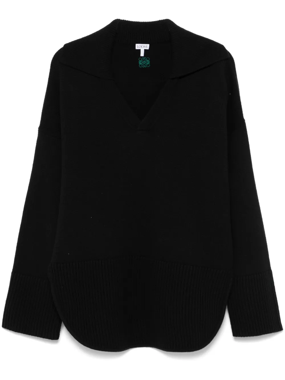 

Шерстяной свитер с воротником поло LOEWE, черный
