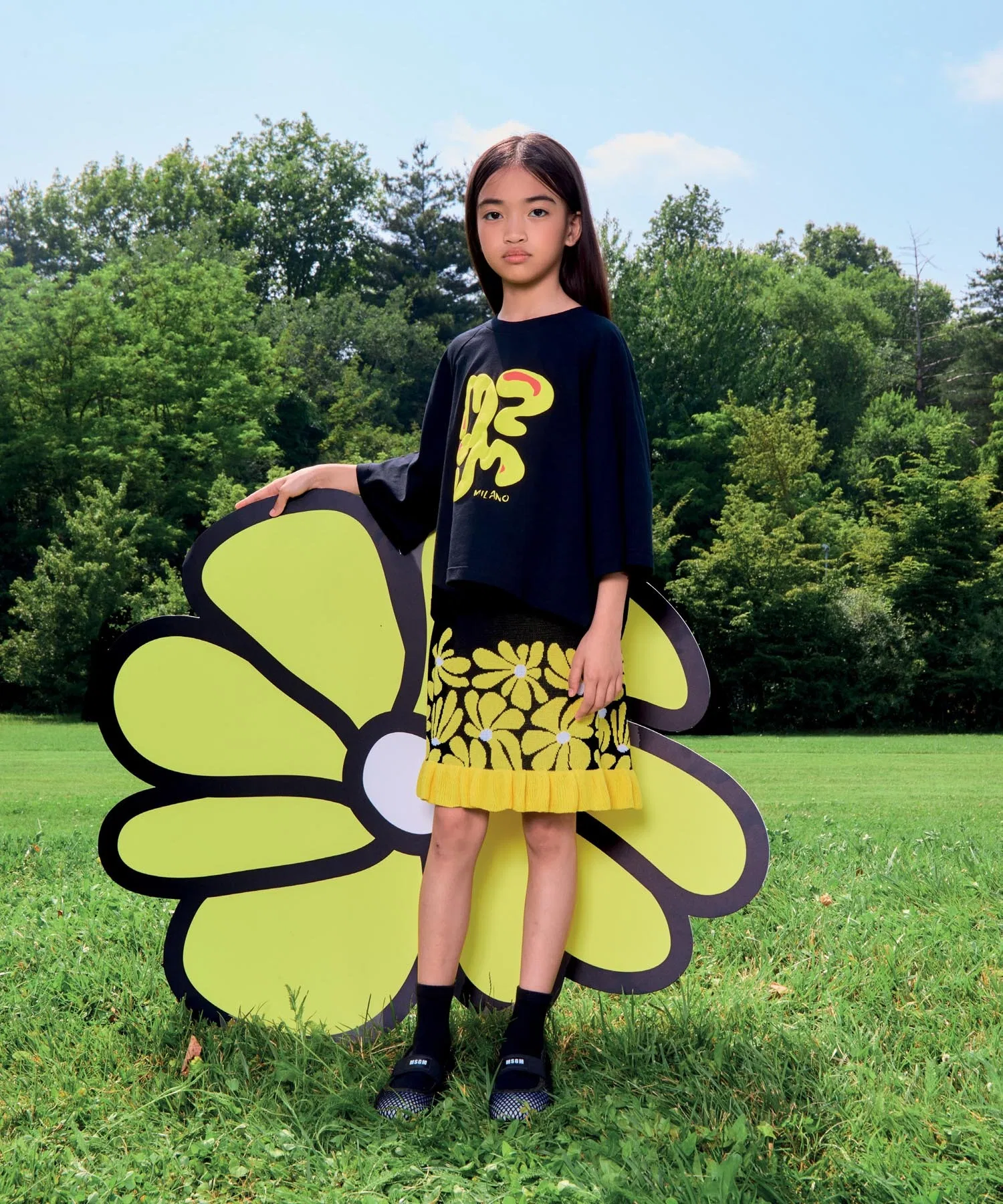 Детская футболка MSGM KIDS с логотипом, чёрная — фото 4