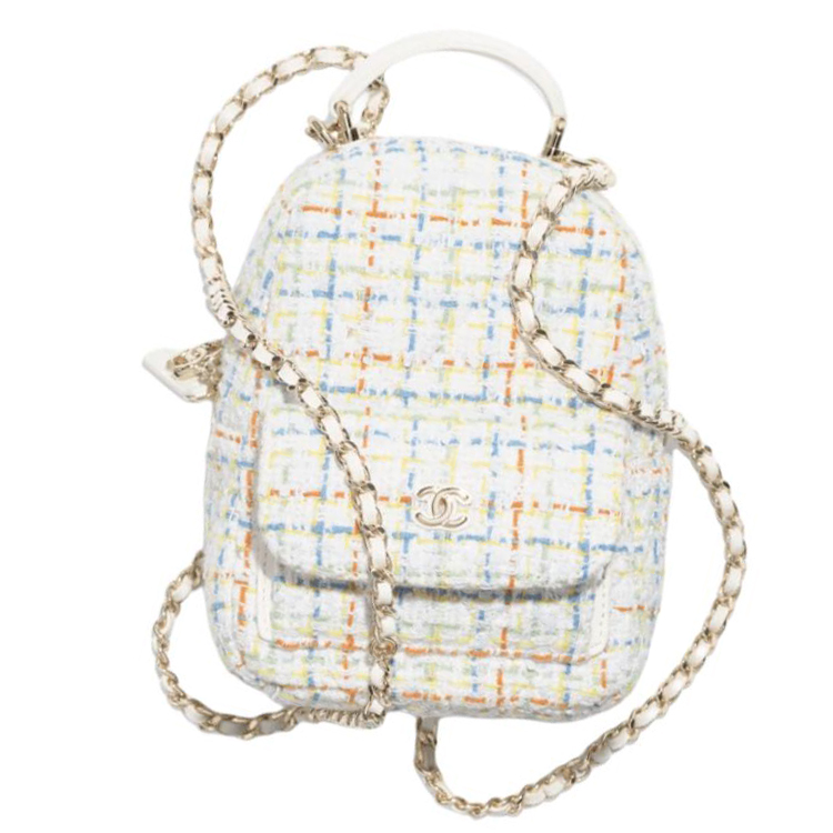 

CHANEL Миниатюрный женский рюкзак из шерсти белый разноцветный