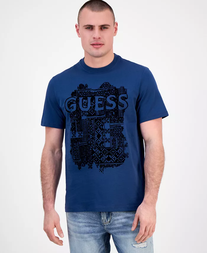 

Мужская футболка с коротким рукавом и принтом Box Crewneck GUESS, синий