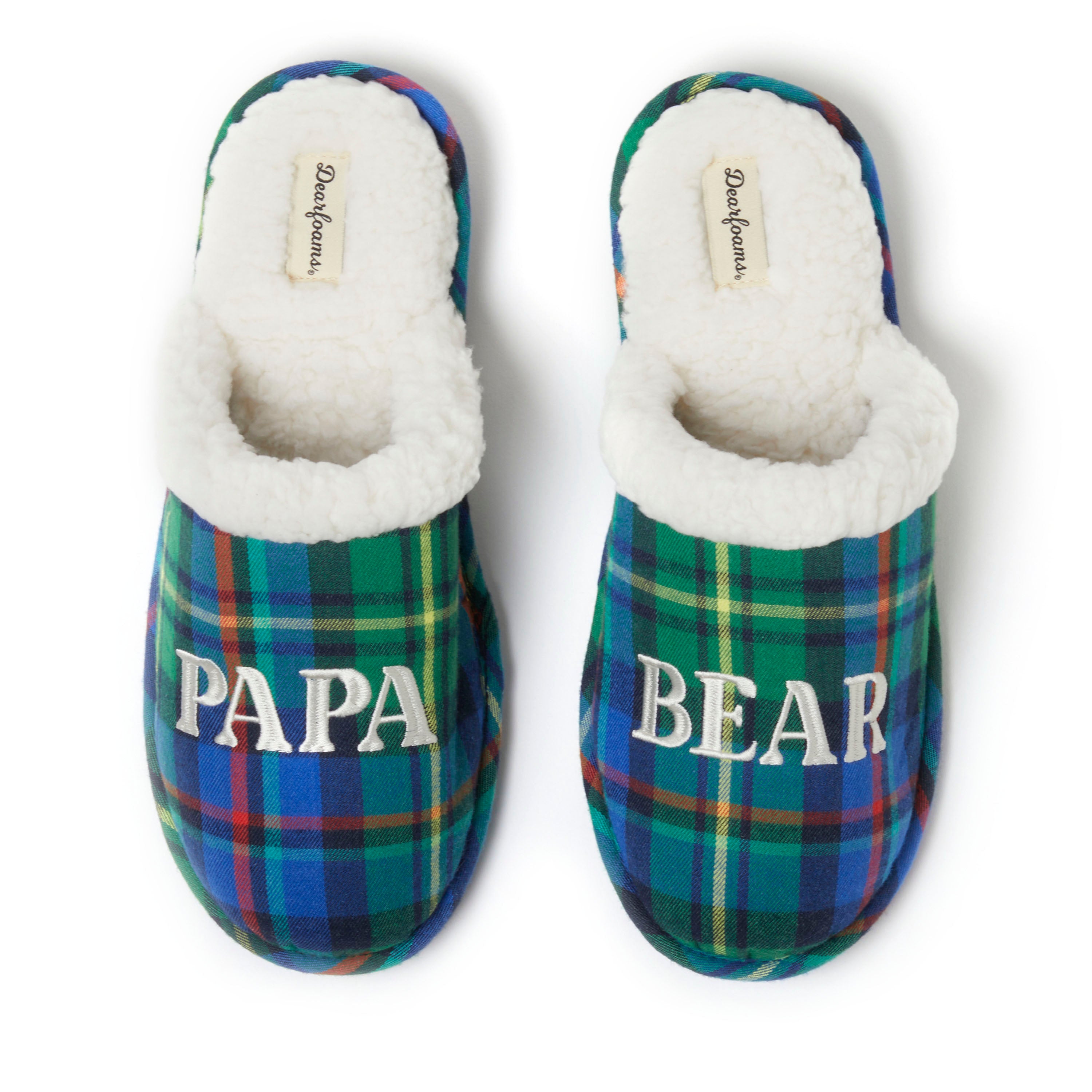 

Мужские тапочки Dearfoams Papa Bear Plaid Scuff, цвет navy plaid
