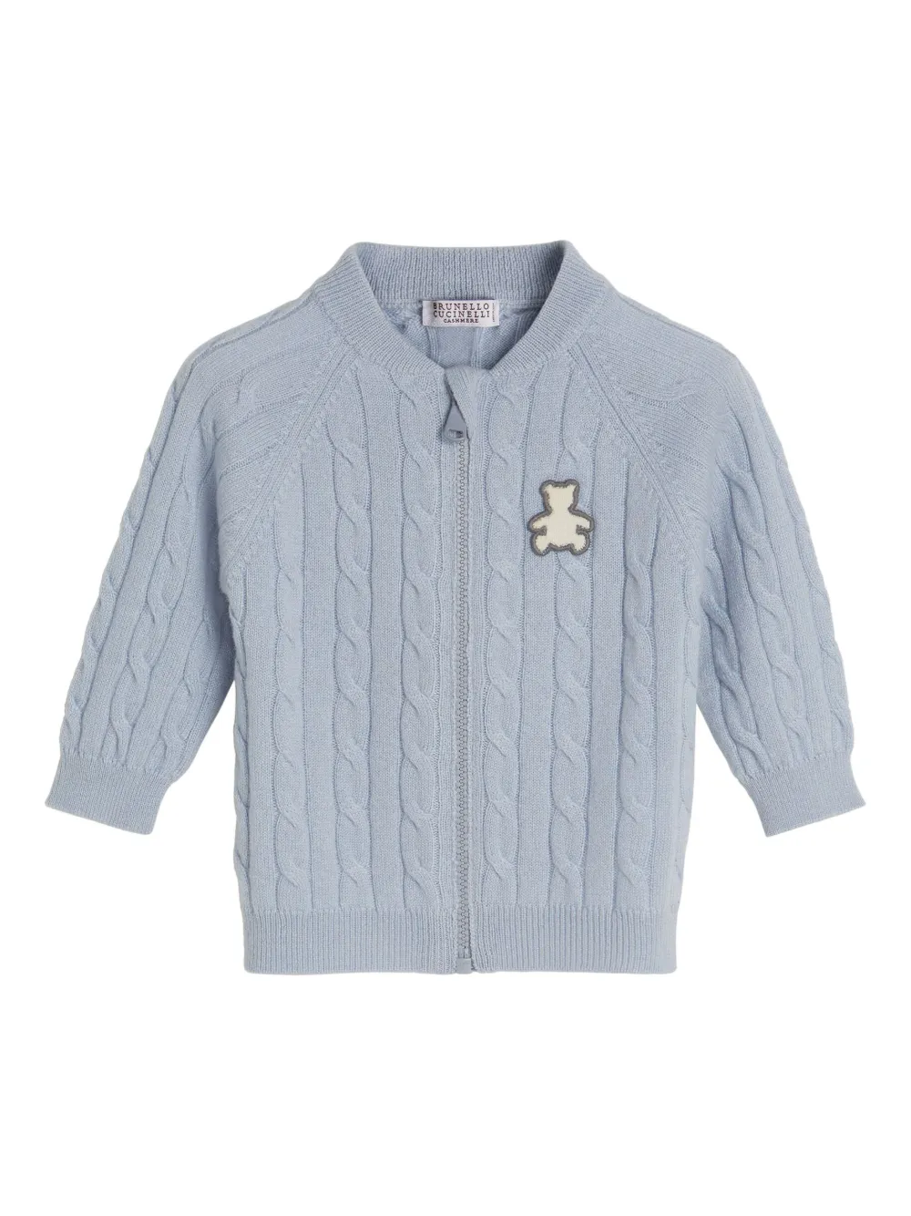 

Кашемировый кардиган с аппликацией Brunello Cucinelli Kids, синий