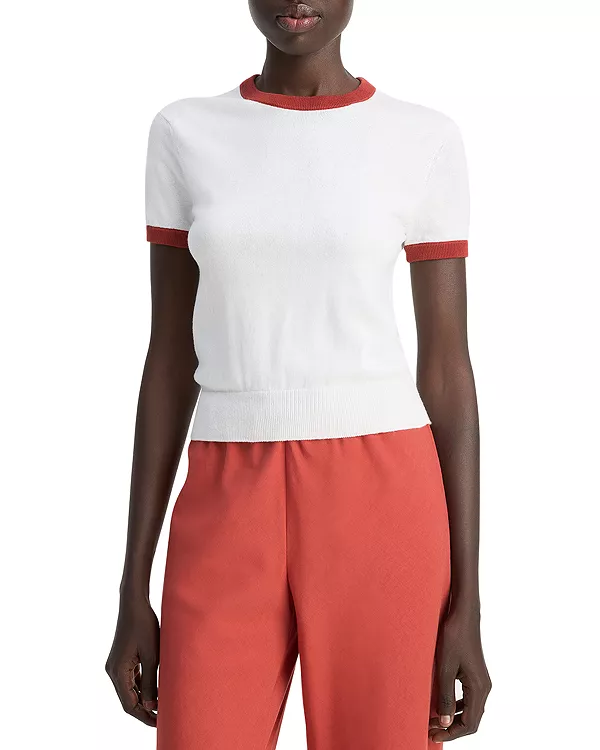 

Футболка-Свитер с контрастной отделкой Vince, белый