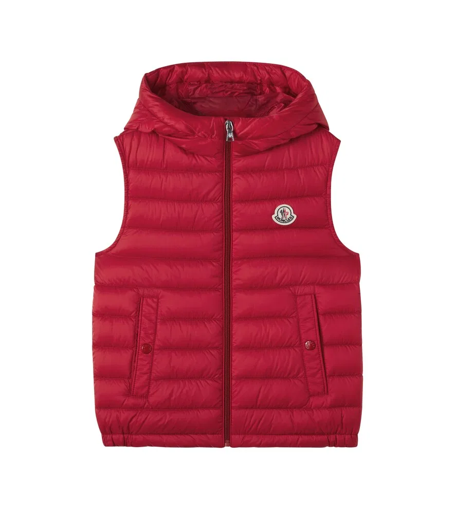 Пуховый жилет Уззай с капюшоном Moncler Enfant, красный
