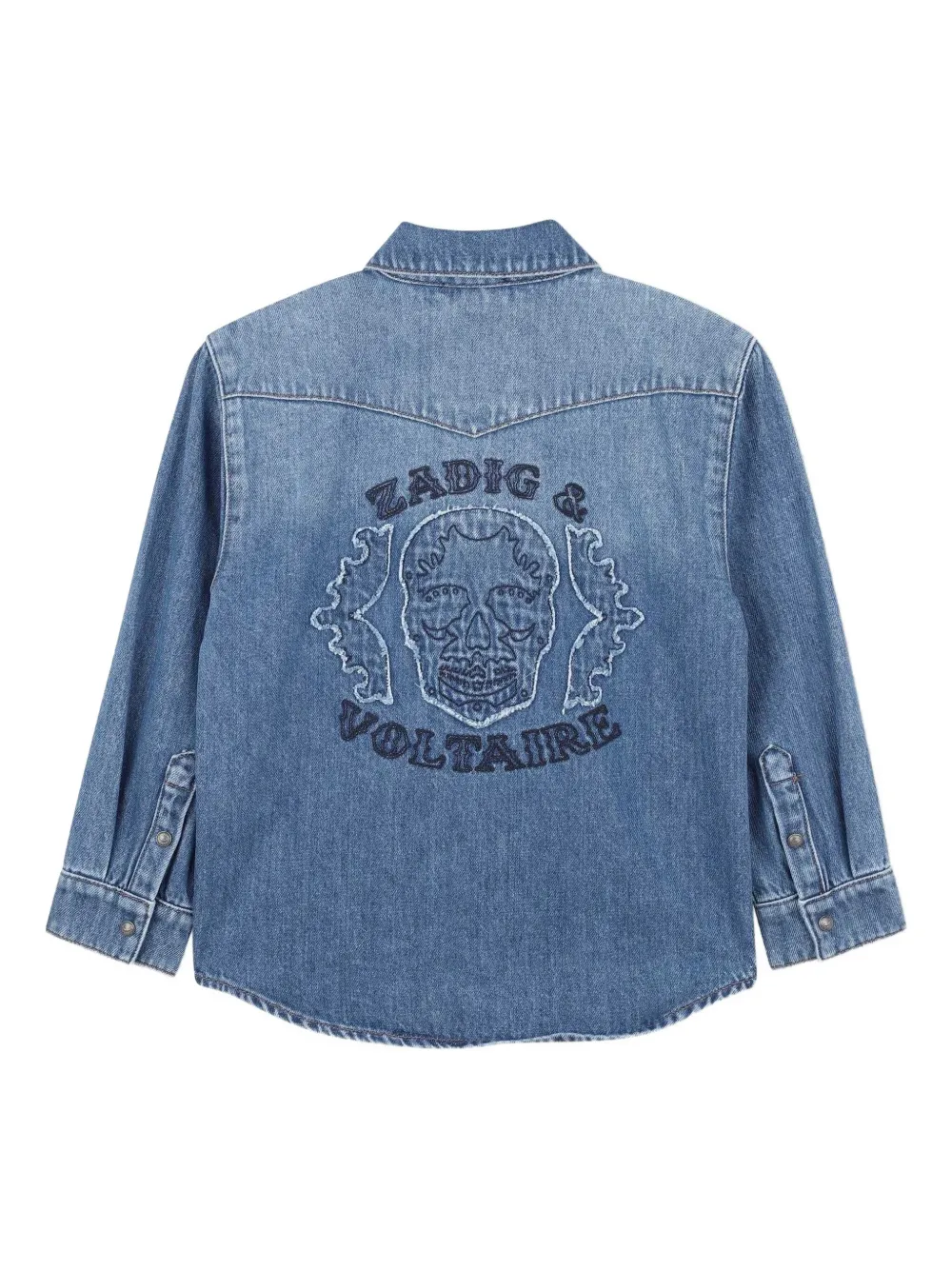 Джинсовая рубашка с вышивкой Zadig & Voltaire Kids, синий — фото 2