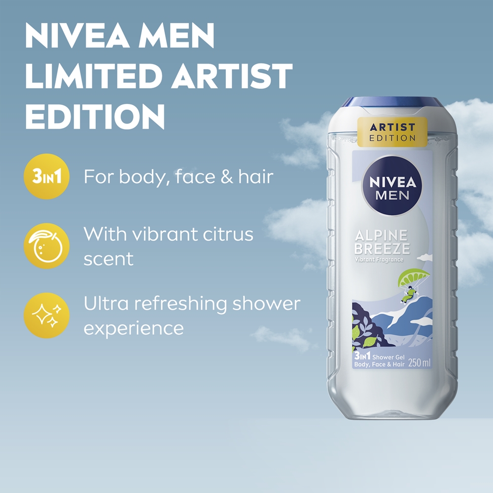 Гель для душа для тела и волос «Альпийский бриз» для мужчин Nivea, 250 мл — фото 3