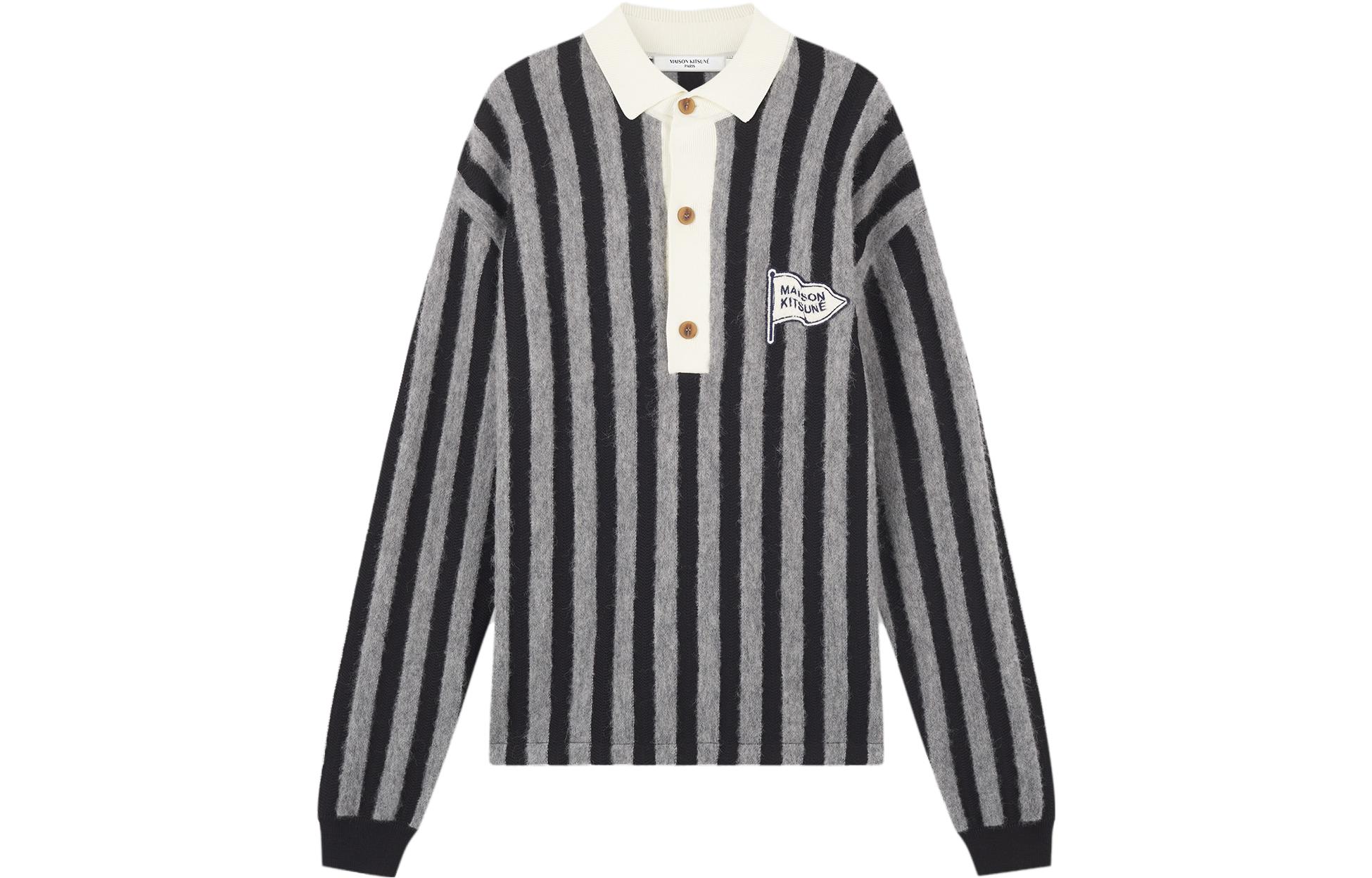 

Поло с полосками для комфорта Maison Kitsune, черный