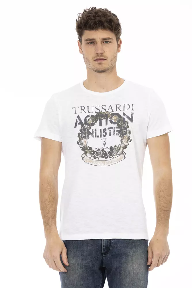 

Белая хлопковая мужская футболка Trussardi
