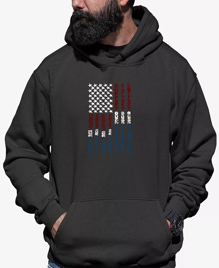 

Мужская худи с принтом "Support Our Troops" LA Pop Art, серый