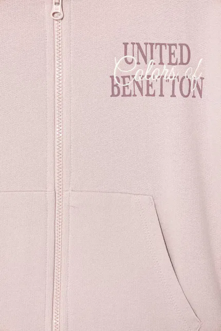 Блуза детская на молнии с капюшоном United Colors of Benetton, розовый — фото 3