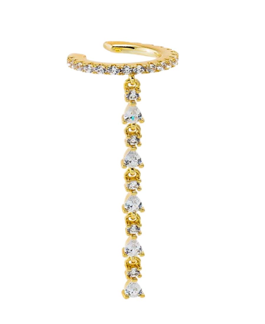 

Серьги-каффы с кубическим цирконием, позолоченные, в форме маркиз, теннисные, с подвесками by Adina Eden, Gold