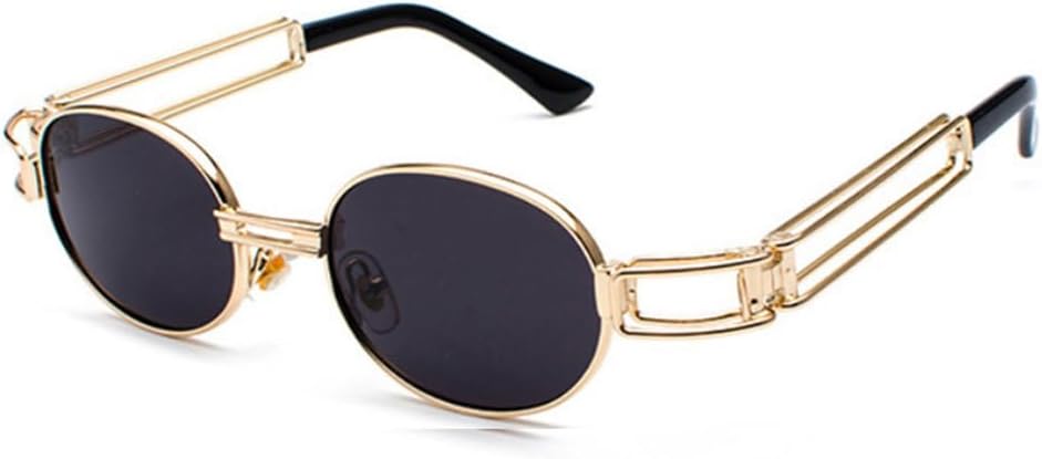 

Модные круглые солнцезащитные очки для женщин и мужчин в винтажном стиле с металлической оправой и в стиле стимпанк, солнцезащитные очки для мужчин с защитой от УФ-излучения UV400 TYUVIVO, Gold-black