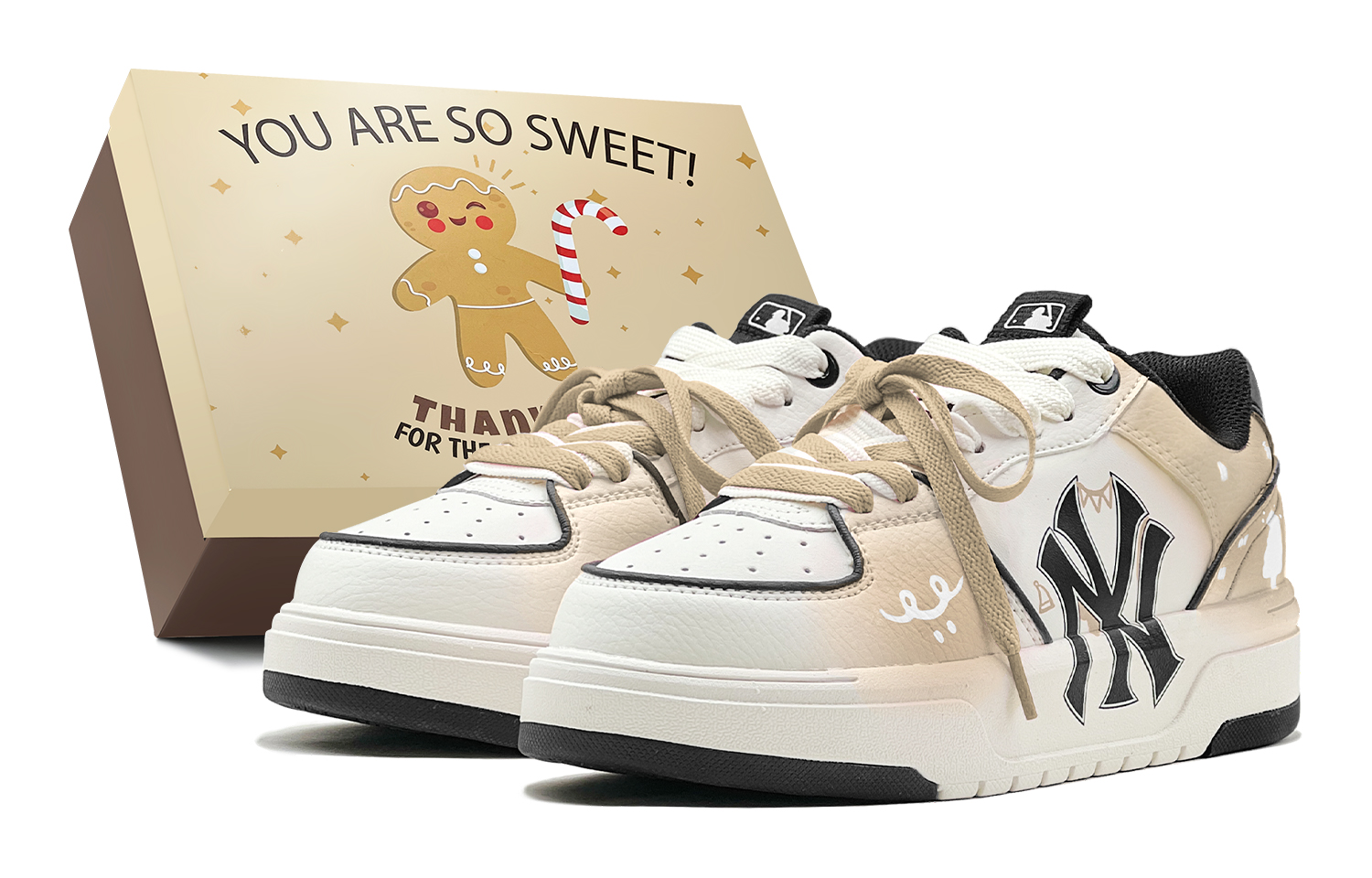 

MLB Chunky Liner Starry Party, Ambient, элегантные удобные низкие кожаные кроссовки Unisex Brown White