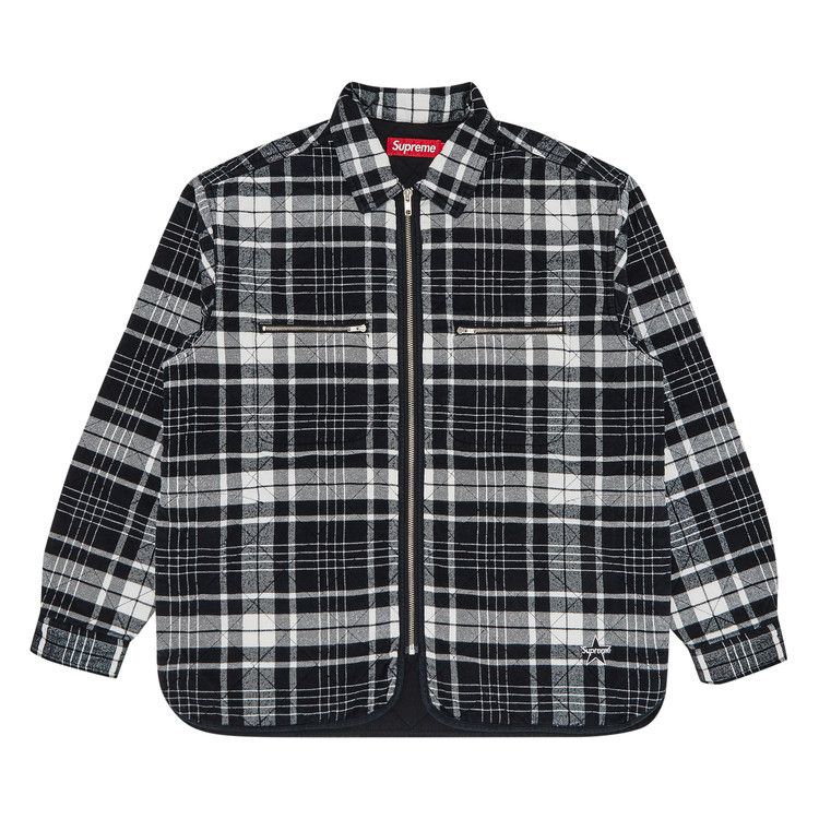 

Рубашка Supreme Quilted Flannel Zip Up Shirt, Black