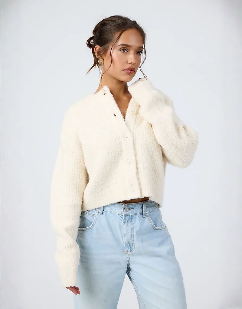 

Кардиган Aria Cove из пряжи букле, кремового цвета, на пуговицах