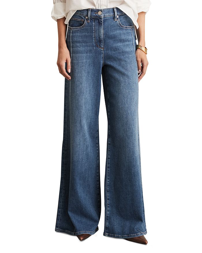 

REISS Petite Укороченные джинсы с высокой посадкой и широкими штанинами Heather REISS, синий
