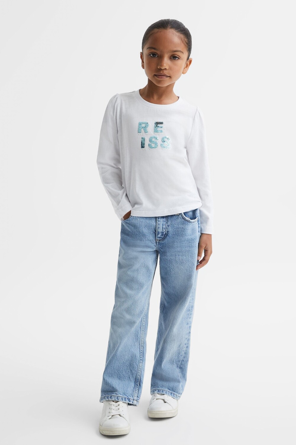 

Хлопковый топ с пайетками Reiss, белый