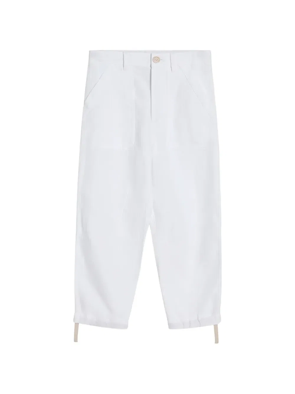 Брюки в стиле милитари из смеси пеньки, льная и хлопка Brunello Cucinelli Kids, белый