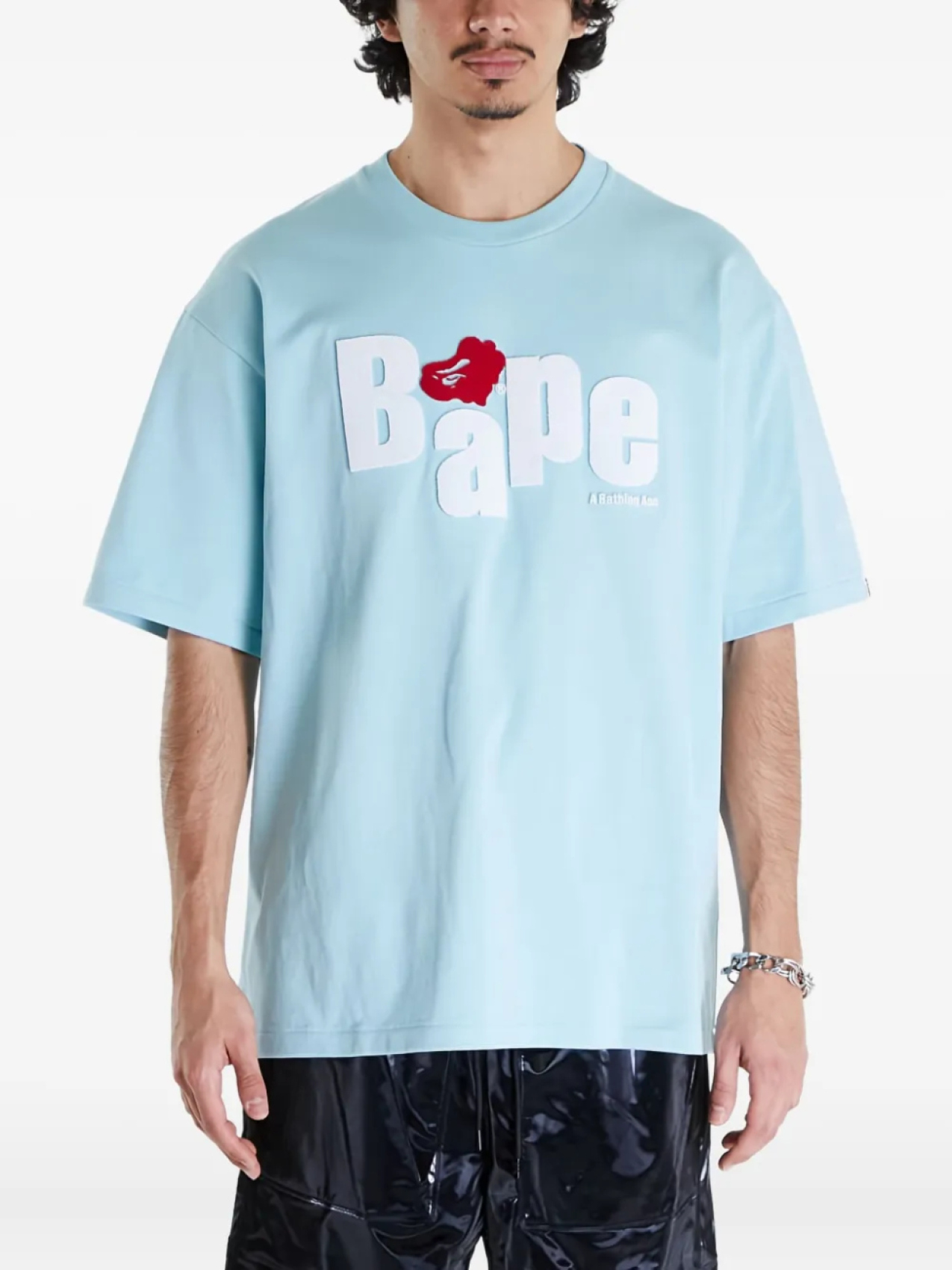 

Футболка из хлопка с изображением головы обезьяны в форме сердца от A BATHING APE, синий