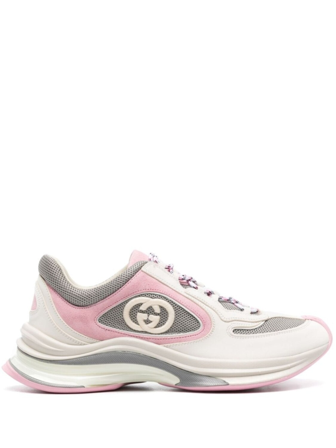 

Кроссовки Gucci Run Lace-up, белый/серый/розовый