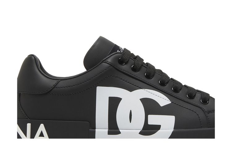 Кроссовки Dolce & Gabbana Dolce & Gabbana Portofino Low DG Logo Print - Black White, черный — фото 2