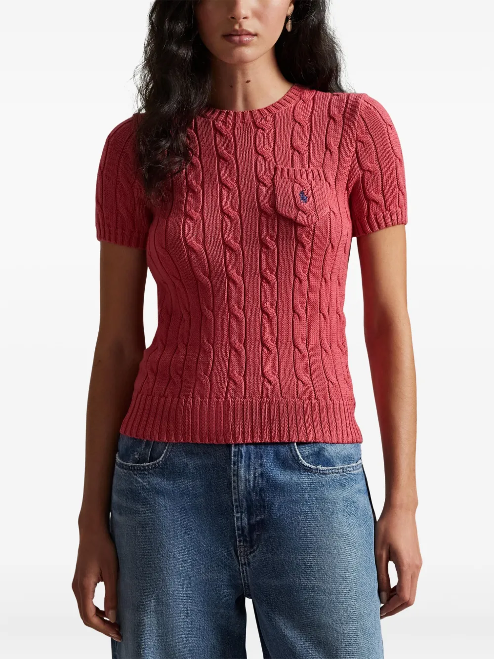 Топ фактурной вязки Polo Ralph Lauren, красный — фото 3