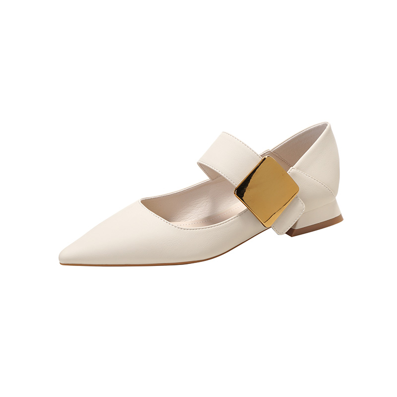 Повседневные туфли на каблуке 3 см женские Bamiti, экрю — фото 2