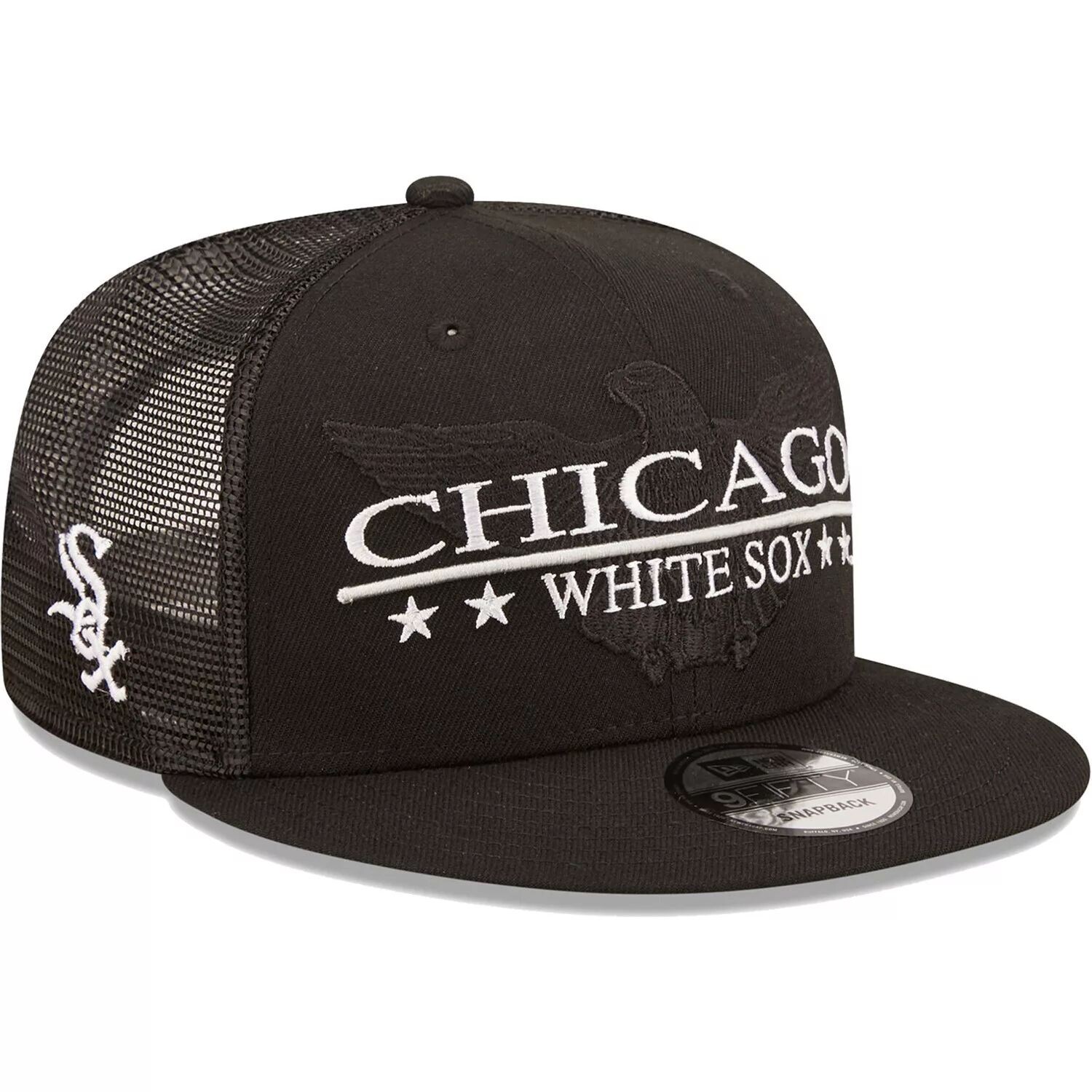 

Мужская кепка New Era Black Chicago White Sox Patriot Trucker 9FIFTY Snapback